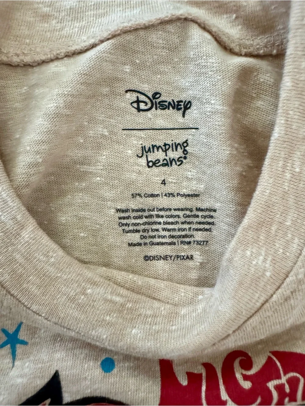 Disney Pixar Cars Lightning McQueen Long Sleeve Tee Boys 4T Beige NWT